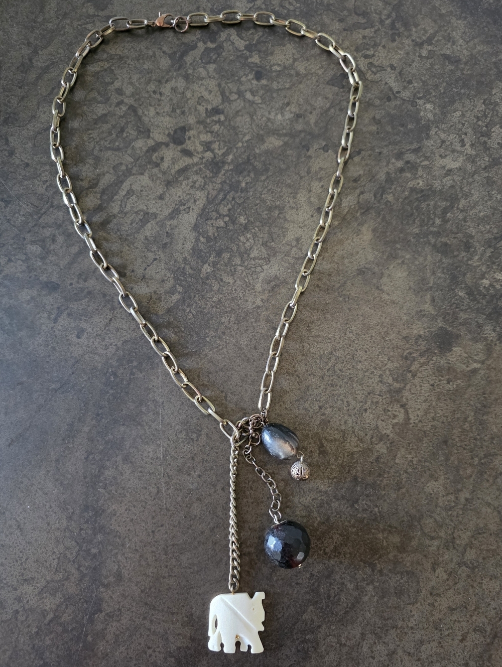 Enamel Elephant Long Charm Necklace